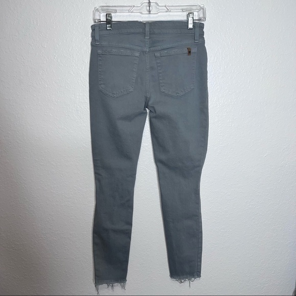 Joe's Jeans Women 27 Skinny Ankle Gray Alloy Distressed Denim Raw Hem Stretch C - Picture 8 of 8